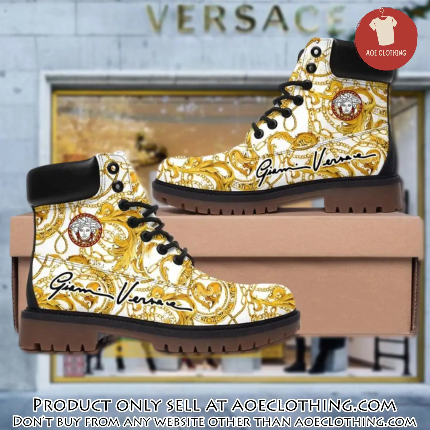 Gianni versace medusa gold pattern white luxury brand boots premium gifts for men women aoe0925168